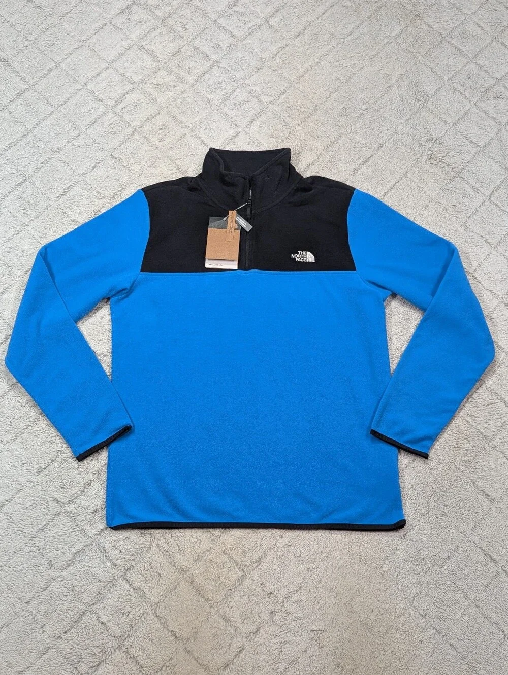 The North Face Jacket Mens M Blue Black Block TKA Glacier ¼ Zip Fleece Pullover